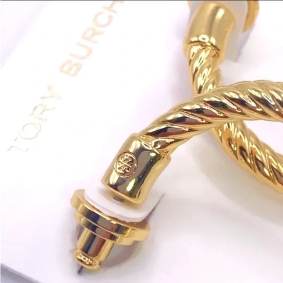 Tory Burch Gold Torsad Hoop Earrings. NWOT - Picture 6 of 10